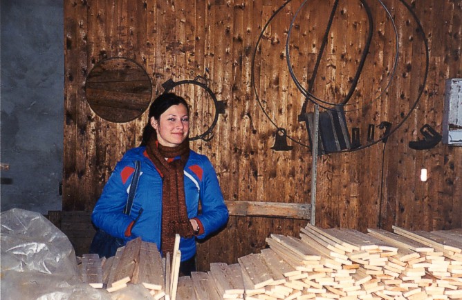 Miriam at the saw mill