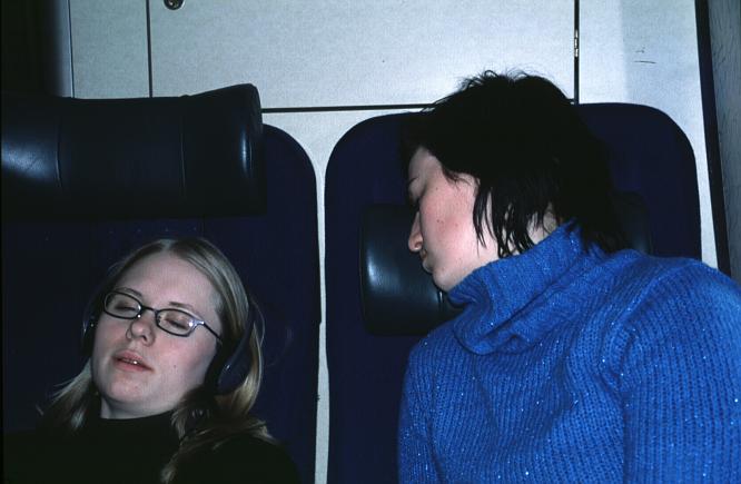 Gunnhild and Anja on the train