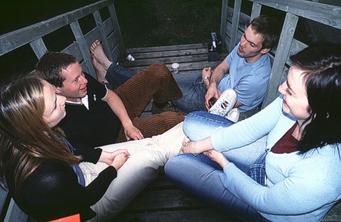 Party in the Stairs, Lisa, Eskild, Håvard and Anja