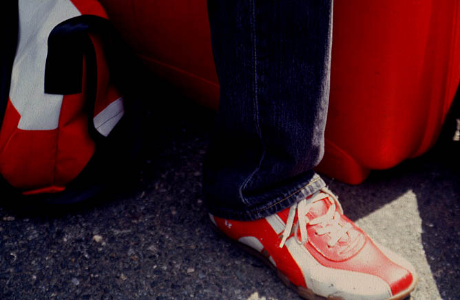 Red and White at the airport