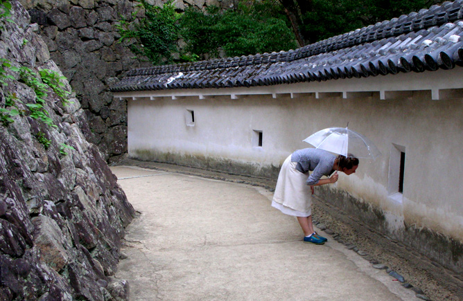 Hilde looking, Himeji castle