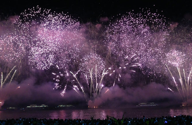 New Year fireworks, Copacabana, Rio de Janeiro Photo: Erik Fjermestad